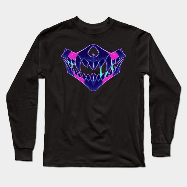 Demon Skull Mask 5 PINK GLOW Long Sleeve T-Shirt by Niall Byrne